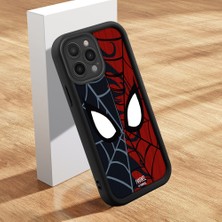 Ucuc iPhone 16 Pro Max Uyumlu Siyah Silikon Kılıf Spider-Man Desenli Darbeye Dayanıklı Lens Koruma
