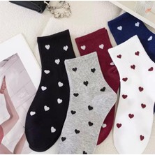 Çorap Kurdu 5'li Ekonomik Paket Kalp Desenli Unısex Tenis Çorap Set