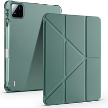 Akare Pad 8 Pro Kılıf Zore Tri Folding Kalem Bölmeli Standlı Kılıf - Koyu Yeşil