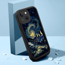 Ucuc iPhone 14 Plus Uyumlu Siyah Silikon Kılıf Klasik Desen Darbeye Dayanıklı Lens Koruma