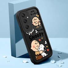 Ucuc Samsung Galaxy A24 4g Uyumlu Siyah Silikon Kılıf Snoopy Desenli Darbeye Dayanıklı Lens Koruma