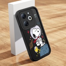Ucuc Tecno Spark 20/20C/GO 2024 Uyumlu Siyah Silikon Kılıf Snoopy Desenli Darbeye Dayanıklı Lens Koruma