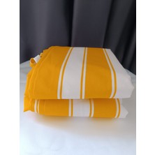 Karmaş Home Balkon Perdesi Branda Kumaşı-Yağmur Geçirmez-Kalın-Bağcıklı-Düğmeli Sarı/beyaz