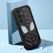 Ucuc Samsung Galaxy S24 Plus Uyumlu Siyah Silikon Kılıf Spider-Man Desenli Darbeye Dayanıklı Lens Koruma