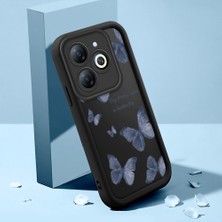 Ucuc Infinix Smart 8/smart 8 Pro Uyumlu Siyah Silikon Kılıf Kelebek Desenli Darbeye Dayanıklı Lens Koruma