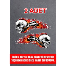 Sticker Dizayn Alevli Kurukafa Sticker - Araba Oto Motosiklet Karavan Cam Sticker - 00027