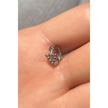 Spossy Silver Jewelry Üçgen Halka Piercing Küpe