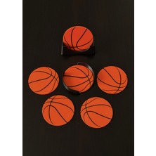 Buhan Tasarım - Basketbol Topu Figürlü Bardak Altlığı 6'lı Set