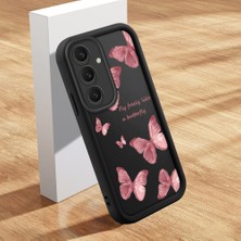 Ucuc Samsung Galaxy S24 Plus Uyumlu Siyah Silikon Kılıf Kelebek Desenli Darbeye Dayanıklı Lens Koruma