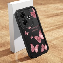 Ucuc Xiaomi Poco M6 4g Uyumlu Siyah Silikon Kılıf Kelebek Desenli Darbeye Dayanıklı Lens Koruma