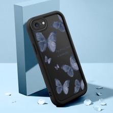 Ucuc iPhone 7/8/se 2020 2022 Uyumlu Siyah Silikon Kılıf Kelebek Desenli Darbeye Dayanıklı Lens Koruma
