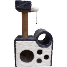 Feyza Design Kedi Tünelli Yataklı Tırmalama Merkezi, Gri, 90 cm