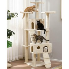 Feyza Design Beyaz Kedi Tırmalama Evi, Rahat ve Eğlenceli Oyun Alanı