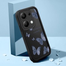 Ucuc Xiaomi Redmi Note Note 14S Uyumlu Siyah Silikon Kılıf Kelebek Desenli Darbeye Dayanıklı Lens Koruma