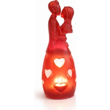 Şah Object Romantik Çift Figürlü Epoksi Mumluk – Kalp Detaylı Dekoratif Mum Lambası & Sevgili Hediyesi