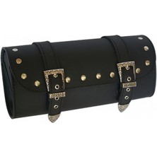 Ebakbak Motosiklet Çanta Siyah Deri Sosis Choper Model Cruis Motorcu Çantası