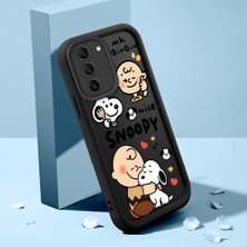 Ucuc Samsung Galaxy S21 Fe 5g Uyumlu Siyah Silikon Kılıf Snoopy Desenli Darbeye Dayanıklı Lens Koruma