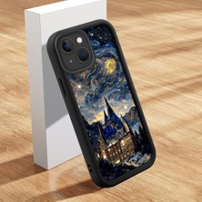 Ucuc iPhone 14 Uyumlu Siyah Silikon Kılıf Klasik Desen Darbeye Dayanıklı Lens Koruma