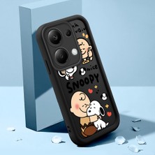 Ucuc Xiaomi Redmi Note 13 Pro 4g Uyumlu Siyah Silikon Kılıf Snoopy Desenli Darbeye Dayanıklı Lens Koruma