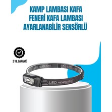 Eco Lounge Kamp Lambası Kafa Feneri Kafa Lambası Ayarlanabilir Sensörlü Şarjlı