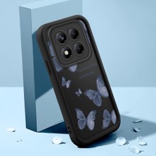 Ucuc Xiaomi Redmi Note 14 Pro 4g Uyumlu Siyah Silikon Kılıf Kelebek Desenli Darbeye Dayanıklı Lens Koruma