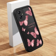 Ucuc Samsung Galaxy A04E Uyumlu Siyah Silikon Kılıf Kelebek Desenli Darbeye Dayanıklı Lens Koruma