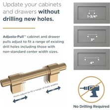 Bar Ayarlanabilir Dolap Çekeceği, 1-3/8" Ila 4" (35-102MM), 5'li Paket, Şampanya Bronz P44364-CZ-B