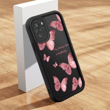 Ucuc Xiaomi Redmi Note 10/10S Uyumlu Siyah Silikon Kılıf Kelebek Desenli Darbeye Dayanıklı Lens Koruma