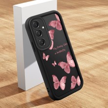 Ucuc Samsung Galaxy A16 Uyumlu Siyah Silikon Kılıf Kelebek Desenli Darbeye Dayanıklı Lens Koruma