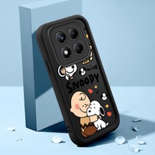 Ucuc Xiaomi Redmi Note 14 Pro 4g Uyumlu Siyah Silikon Kılıf Snoopy Desenli Darbeye Dayanıklı Lens Koruma