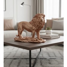 Mirsa Global Dekoratif Aslanl Biblo Ev Ofis Heykal Polyester Roz Gold