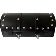 Ebakbak Motosiklet Deri Sosis Çanta Siyah Choper Model Cruis Motorcu Çantası