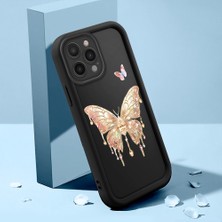 Ucuc iPhone 15 Pro Max Uyumlu Siyah Silikon Kılıf Elegan Kelebek Desenli Darbeye Dayanıklı Lens Koruma