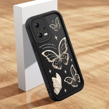 Ucuc Xiaomi Redmi Note 12 5g Uyumlu Siyah Silikon Kılıf Elegan Kelebek Desenli Darbeye Dayanıklı Lens Koruma