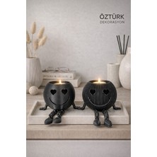 Öztürk Organizasyon Öztürk Dekorasyon Sevimli Oturan Ayaklı Dekoratif Mumluk – Antrasit Gri