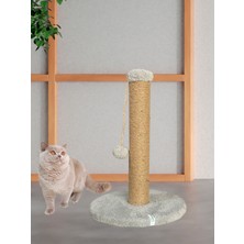 Feyza Design Yuvarlak Ponponlu Kedi Tırmalama Direği 52 Cm, Eğlenceli ve Şık Tasarım