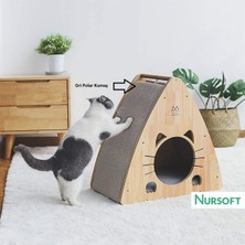 Feyza Design Sevimli Üçgen Ahşap Kedi Yuvası, Rahat ve Güvenli Evcil Hayvan Alanı