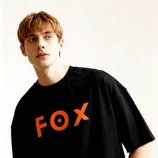 Fox Dune Co. Oversize 3 Iplik Pamuk Baskılı T-Shirt