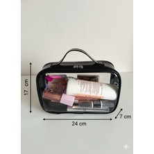 Maykis Çift Tarafı Şeffaf Makyaj Çantası – Taşıma Saplı Çok Amaçlı Kozmetik Çantası