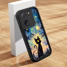Ucuc Xiaomi 13T PRO/13T Uyumlu Siyah Silikon Kılıf Van Gogh Gökyüzü Desenli Darbeye Dayanıklı Lens Koruma