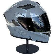 Scharf 902 Çene Açılır Motosiklet Kaskı – Güneş Gözlüklü Cement Grey (Smoke Vizörlü)