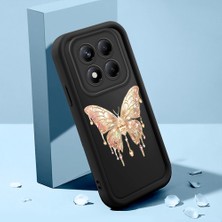 Ucuc Xiaomi Redmi Note 14 Pro 4g Uyumlu Siyah Silikon Kılıf Elegan Kelebek Desenli Darbeye Dayanıklı Lens Koruma