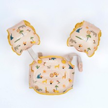 PremiumPort Çocuk Yüzme Kolluğu Bej/tropikal Baskılı, Güvenli ve Renkli Su Aktiviteleri