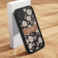 Ucuc Realme C20/C20A/C11 2021 Uyumlu Siyah Silikon Kılıf Retro Çiçek Desenli Darbeye Dayanıklı Lens Koruma