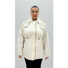 AlanyaXXL Büyük Beden Cepli Fermuarlı Düğmeli Bagcık Detaylı Oversize Kadın Mont