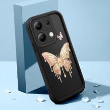 Ucuc Xiaomi Redmi Note 13 4g Uyumlu Siyah Silikon Kılıf Elegan Kelebek Desenli Darbeye Dayanıklı Lens Koruma