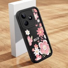 Ucuc Realme C53/C51/NOTE 50 Uyumlu Siyah Silikon Kılıf Çiçek ve Kelebek Desenli Darbeye Dayanıklı Lens Koruma
