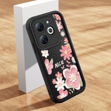 Ucuc Infinix Smart 8/smart 8 Pro Uyumlu Siyah Silikon Kılıf Çiçek ve Kelebek Desenli Darbeye Dayanıklı Lens Koruma