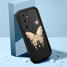 Ucuc Samsung Galaxy A35 Uyumlu Siyah Silikon Kılıf Elegan Kelebek Desenli Darbeye Dayanıklı Lens Koruma