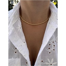 Hercy Gold Boncuklu Kolye | Minimalist Işıltı Kolyesi